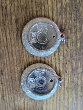 Round Silver Tone Disc Charm Pair - Textured Edge